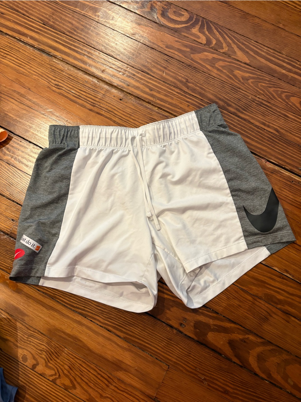 Nike Women’s Nike Pro White and Gray Side-Panel Athletic Shorts